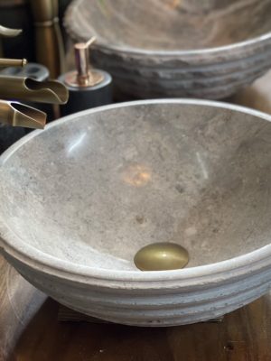 lavabo đá tự nhiên màu xám